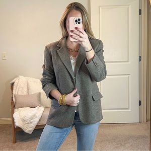 Pendleton Wool Herringbone Blazer Jacket, size 12, Brown, Tan